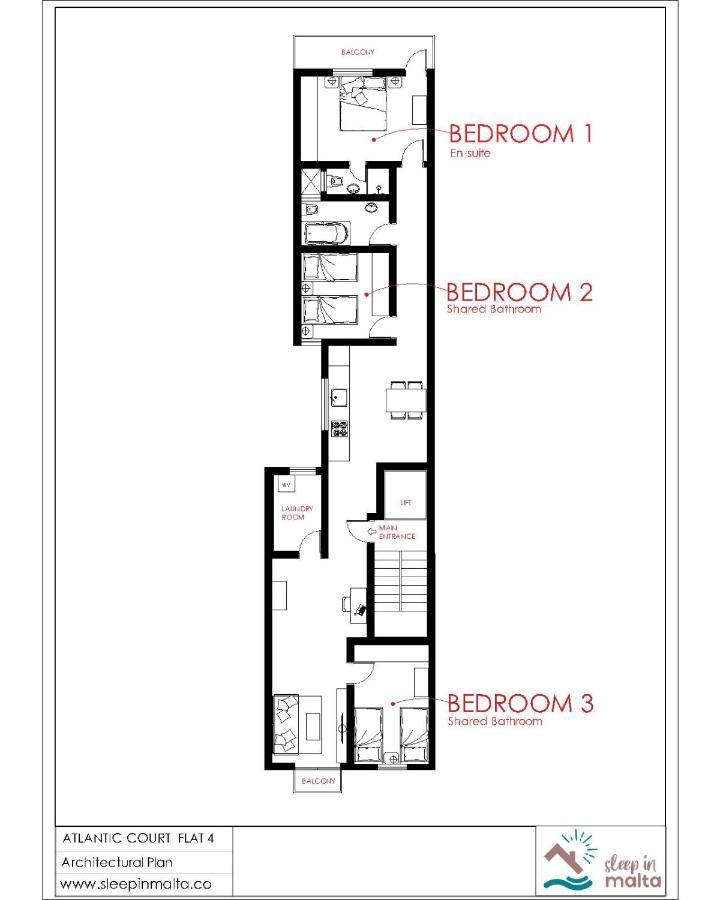 F4 Room 2, Private Room Two Single Beds Shared Bathroom Msida Bagian luar foto